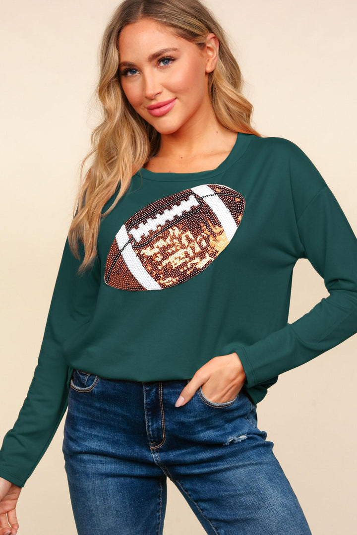 French terry top w/ sequin football